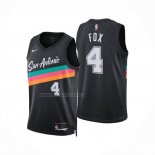Camiseta San Antonio Spurs DeAaron Fox NO 4 Ciudad 2025-26 Negro